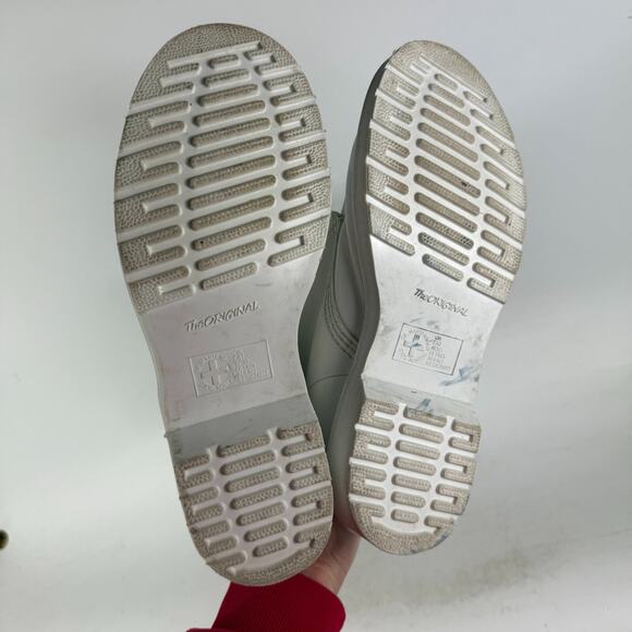 Dr. Martens 1460 Pascal Mono Chelsea Boots Women 9 White Leather Lace Up Pull On - Picture 8 of 9